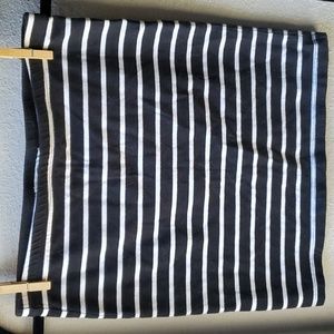Black White Striped Pencil ish Straight Mini Skirt Tube Top Medium